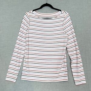 GAP Shirt Long Sleeve Tee Striped Sz Large Boat Neck Cotton Blend Soft